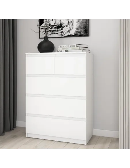 Bergen 3+2 Drawer Chest - White | Murphy Furniture