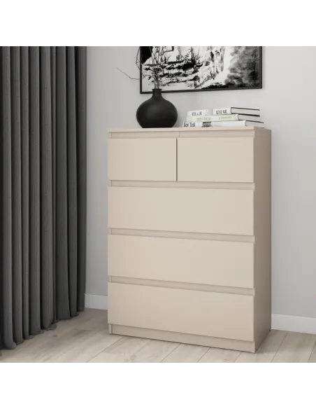 Bergen 3+2 Drawer Chest - Cashmere | Murphy Furniture