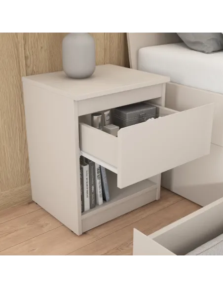 Bergen 1 Drawer Bedside Locker - Cashmere | Murphy Furniture