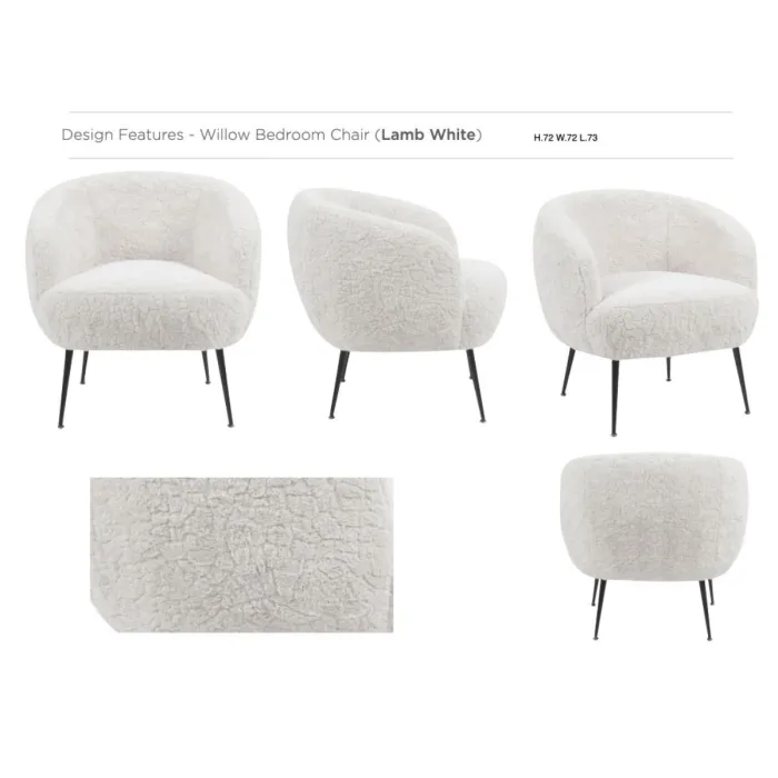 Willow Bedroom Chair - Lamb White