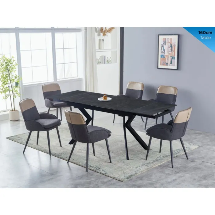 Valantino Extending Dining Table - Dark Grey