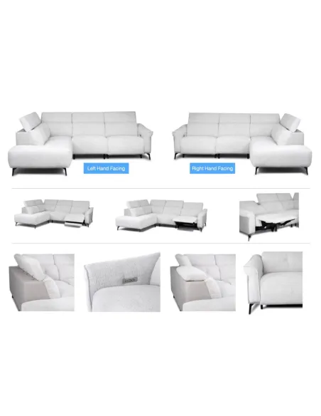 Torino RHF Electric Corner Sofa - Light Grey Fusion