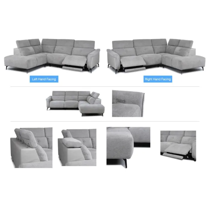 Torino RHF Electric Corner Sofa - Dark Grey Fusion