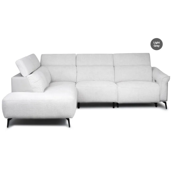 Torino LHF Electric Corner Sofa - Light Grey Fusion