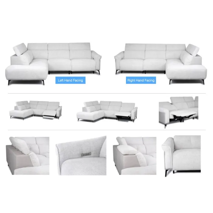 Torino LHF Electric Corner Sofa - Light Grey Fusion