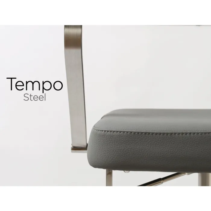 Tempo Barstool - Stainless Steel/Charcoal Grey PU