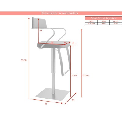 Tempo Barstool - Stainless Steel/Charcoal Grey PU