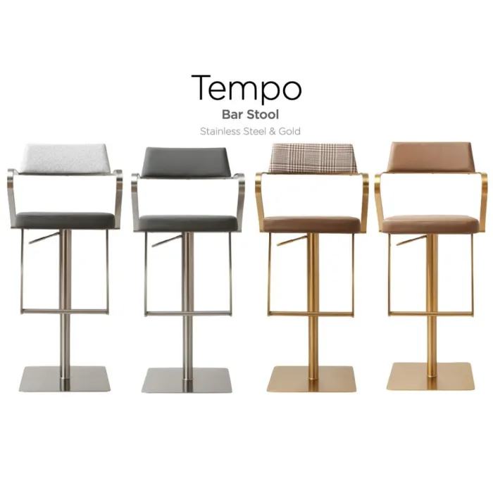 Tempo Barstool - Stainless Steel/Charcoal Grey PU