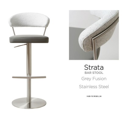 Strata Barstool -Stainless Steel/Steel Grey Fusion