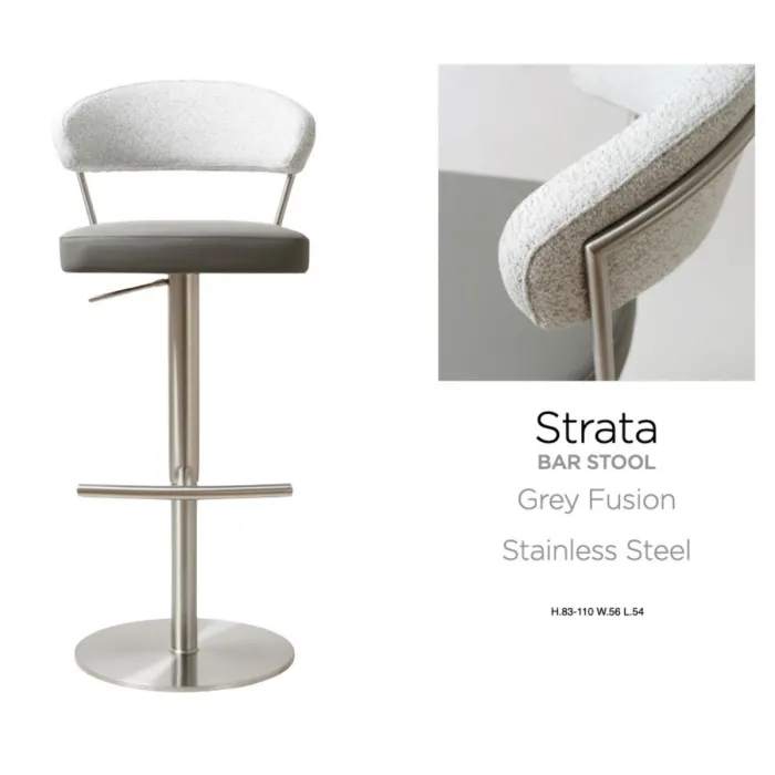 Strata Barstool -Stainless Steel/Steel Grey Fusion