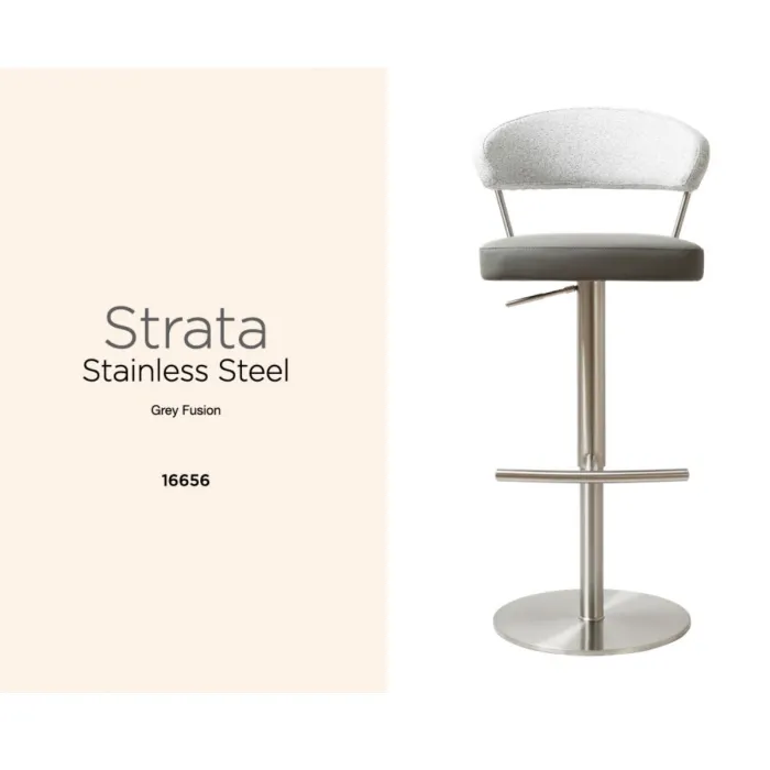 Strata Barstool -Stainless Steel/Steel Grey Fusion