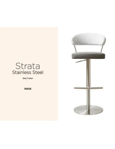 Strata Barstool -Stainless Steel/Steel Grey Fusion