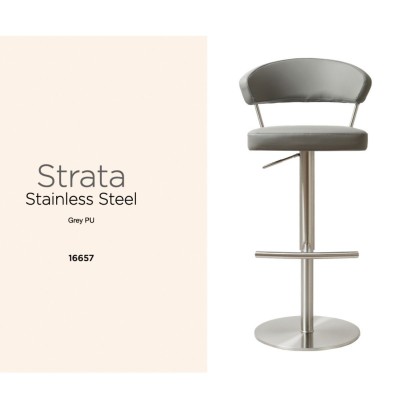 Strata Barstool - Stainless Steel/Steel Grey PU