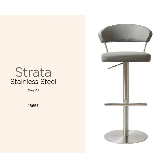 Strata Barstool - Stainless Steel/Steel Grey PU