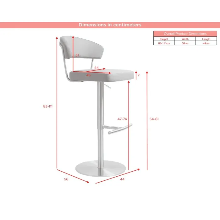 Strata Barstool - Stainless Steel/Steel Grey PU