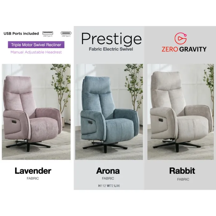 Prestige Fabric Swivel Armchair - Rabbit