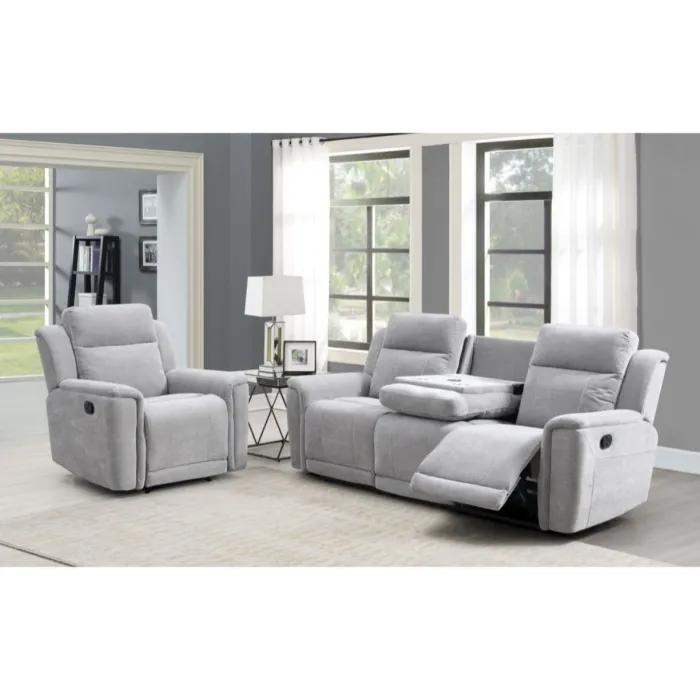 Somerton 3 Seater Sofa with Console - Light Grey