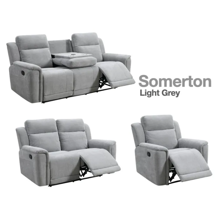 Somerton 3+1+1 Sofa Set - Light Grey