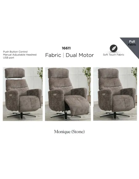 Monique TV Armchair - Stone