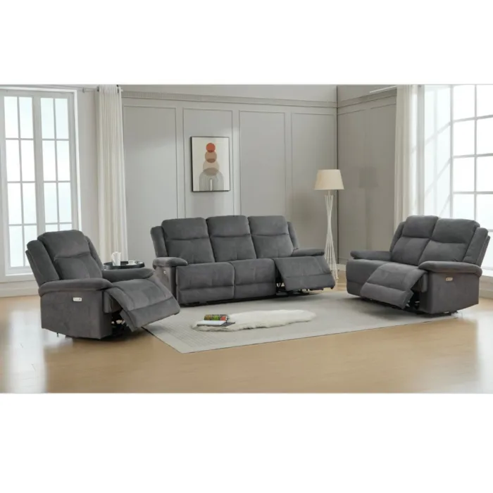 Rockport 3 Seater Electric Sofa - Storm