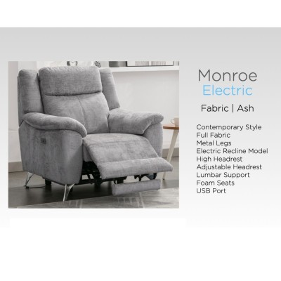 Monroe Electric 3+1+1 Sofa Set - Ash