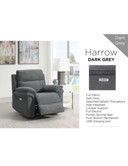 Harrow Electric Armchair - Dark Grey
