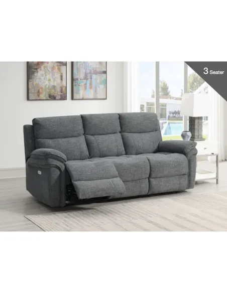 Harrow 3 Seater Electric Sofa - Dark Grey