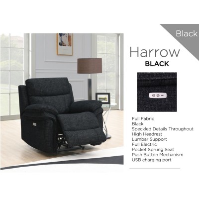 Harrow 3+1+1 Electric Sofa Set - Dark Grey