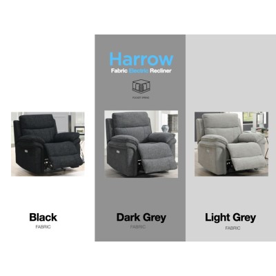 Harrow 3+1+1 Electric Sofa Set - Dark Grey