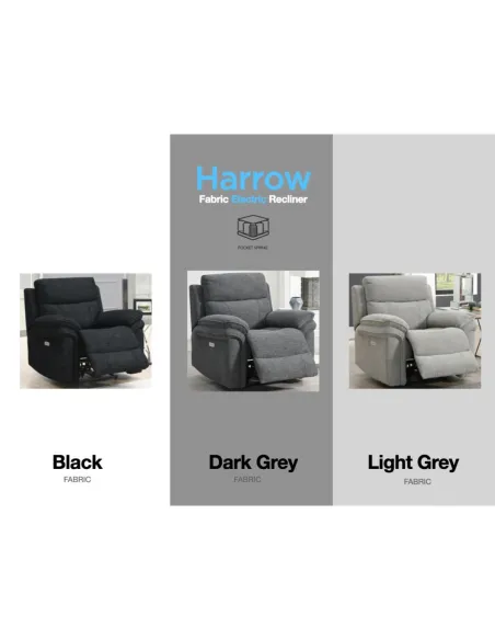 Harrow 3+1+1 Electric Sofa Set - Dark Grey