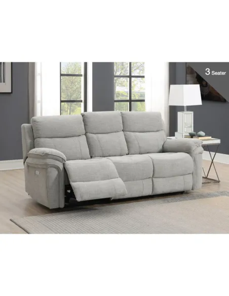 Harrow 3+2 Electric Sofa Set - Light Grey