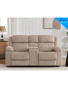 Morgan 2 Seater Recliner Sofa With Console - Taupe