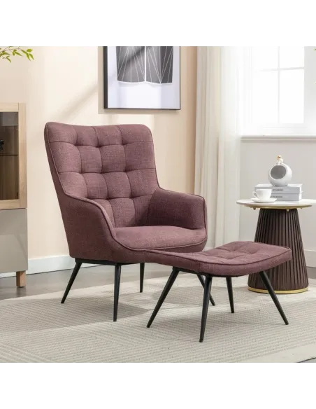 Katelyn Accent Chair with Stool - Mulber | Murphy Furniture