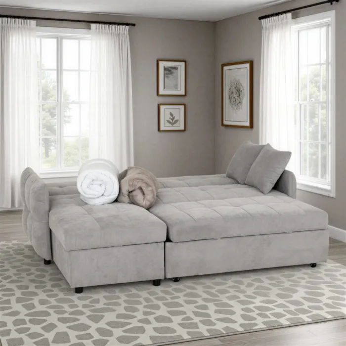 Chelsea Corner Sofa Bed - Silver Grey Fa | Murphy Furniture
