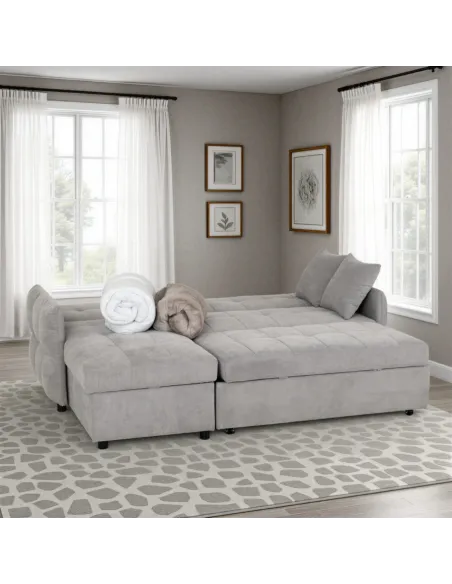 Chelsea Corner Sofa Bed - Silver Grey Fa | Murphy Furniture