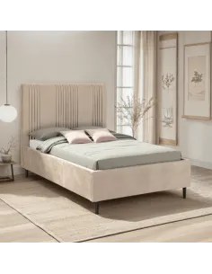 Maine 4ft6 Bed - Taupe Velvet Fabric | Murphy Furniture
