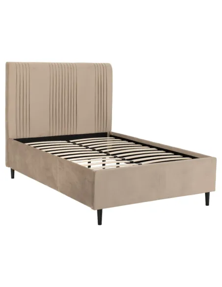 Maine 4ft6 Bed - Taupe Velvet Fabric | Murphy Furniture