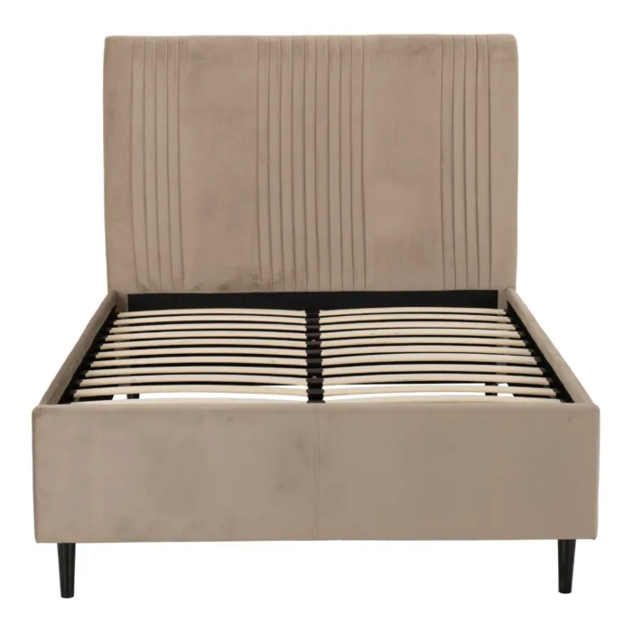 Maine 4ft6 Bed - Taupe Velvet Fabric | Murphy Furniture