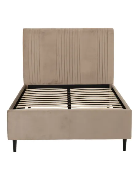Maine 4ft6 Bed - Taupe Velvet Fabric | Murphy Furniture