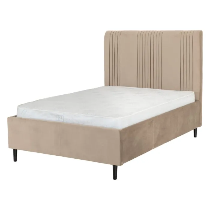 Maine 5ft Bed - Taupe Velvet Fabric | Murphy Furniture