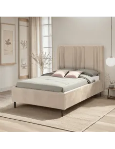 Maine 5ft Bed - Taupe Velvet Fabric | Murphy Furniture