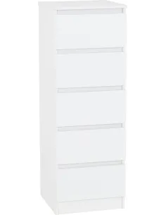 Malvern 5 Drawer Narrow Chest - White | Murphy Furniture 2