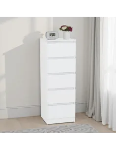 Malvern 5 Drawer Narrow Chest - White | Murphy Furniture