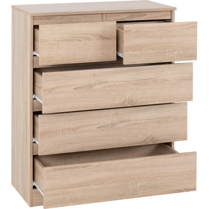 Malvern 3+2 Drawer Chest - Sonoma Oak Ef | Murphy Furniture