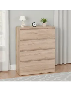 Malvern 3+2 Drawer Chest - Sonoma Oak Ef | Murphy Furniture
