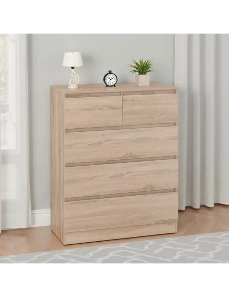 Malvern 3+2 Drawer Chest - Sonoma Oak Ef | Murphy Furniture