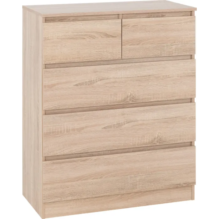 Malvern 3+2 Drawer Chest - Sonoma Oak Ef | Murphy Furniture