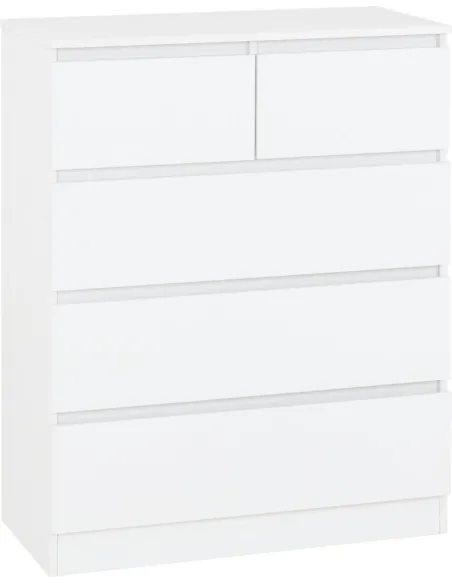 Malvern 3+2 Drawer Chest - White | Murphy Furniture