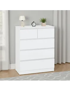Malvern 3+2 Drawer Chest - White | Murphy Furniture