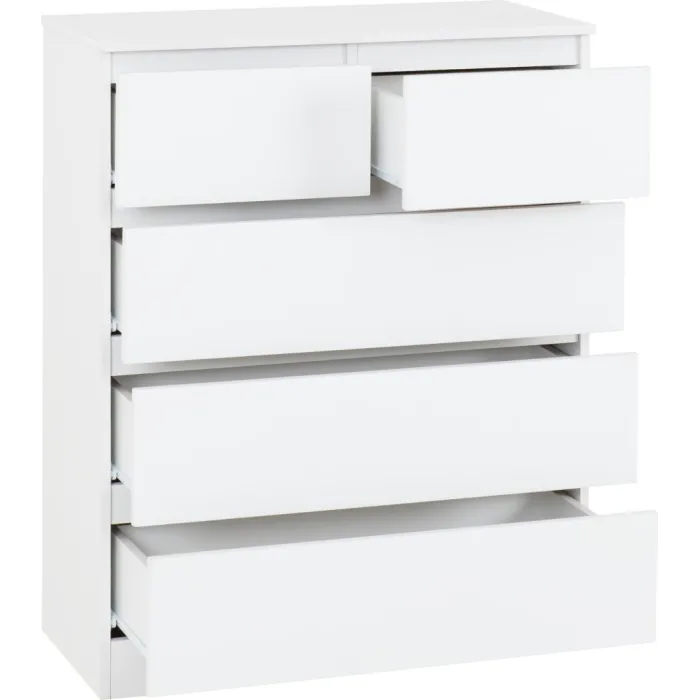 Malvern 3+2 Drawer Chest - White | Murphy Furniture